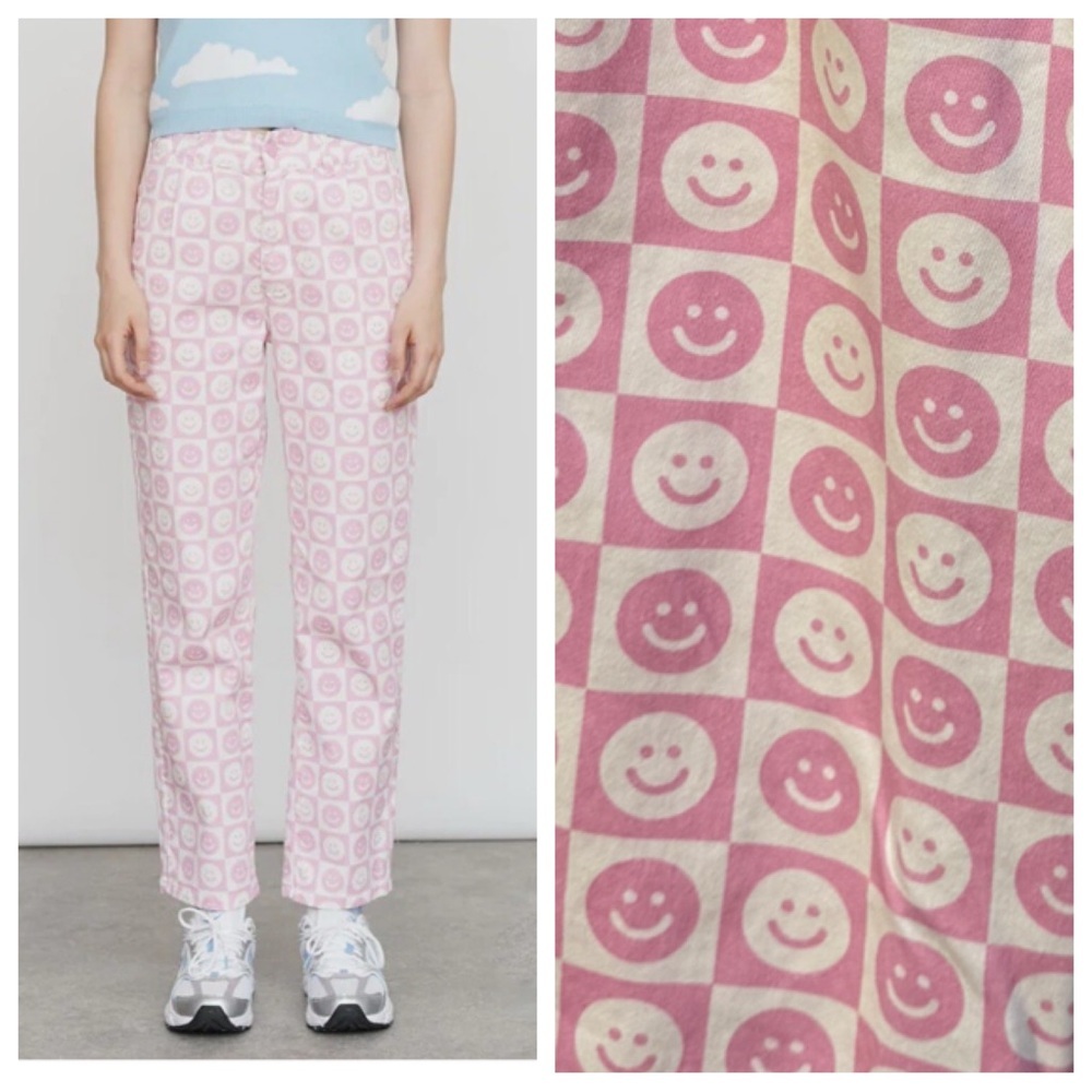 Lazy Oaf PINK Happy Check Easy Pant